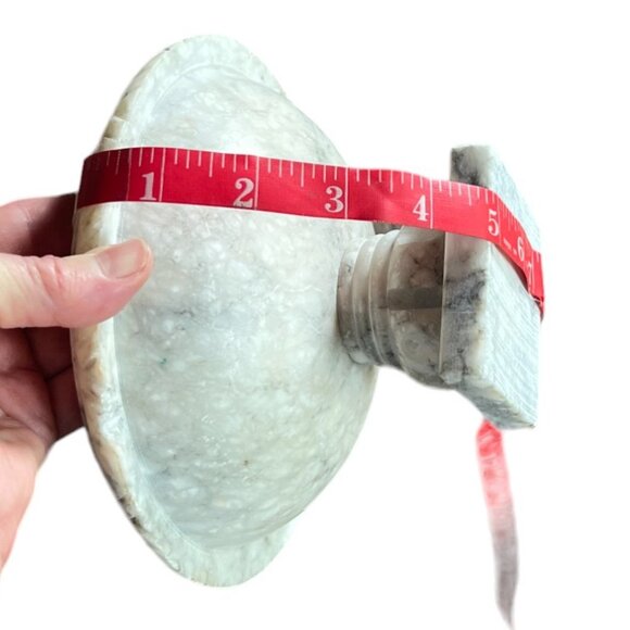 Vtg Hand Carved Italian Marble Pedestal Bird Bath/Fruit Bowl w/4 Removable Doves - Picture 7 of 16